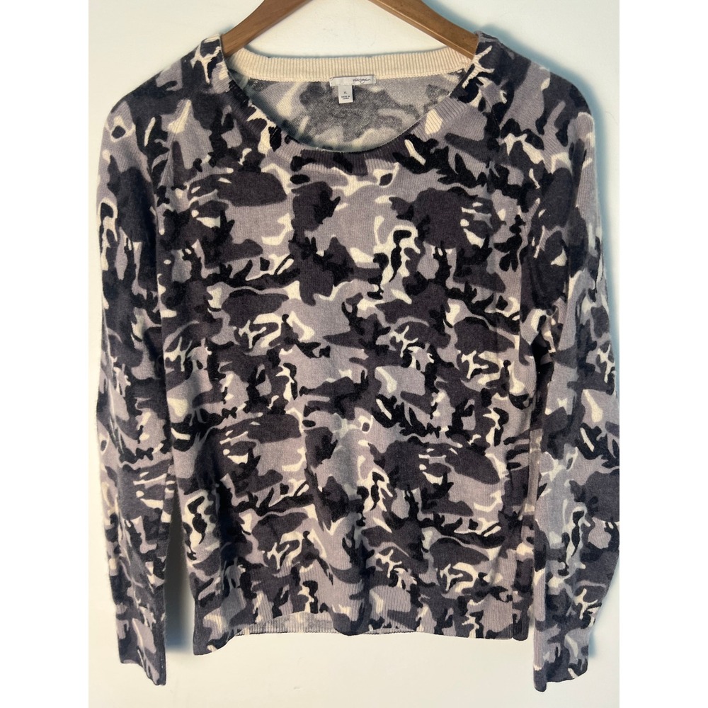 Halogen Sweater Wm XL Gray Camo Wool Cashmere Blend Crewneck Long Sleeve Cozy